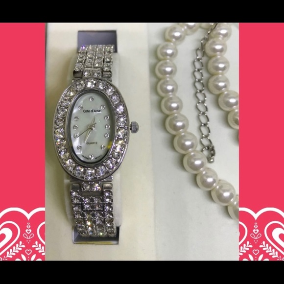 COPY - COPY - Côte d’Azur rhinestone watch/necklace/earrings set - Picture 2 of 10